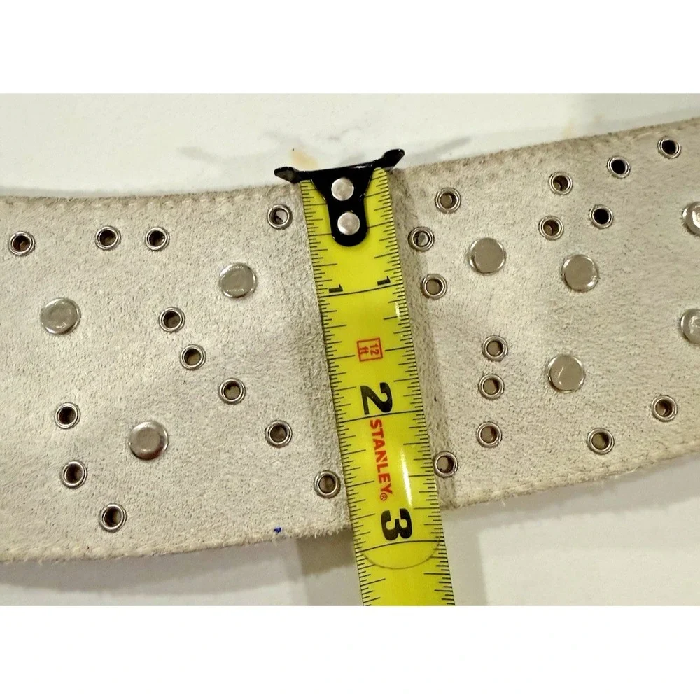 Rare Vintage White Leather Turquoise & Medallion Belt Womens OSFM Southwest